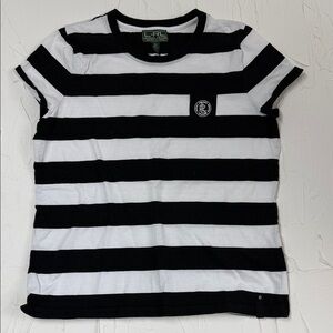 Lauren Ralph Lauren LRL Black and White Striped Short Sleeve Tee XL